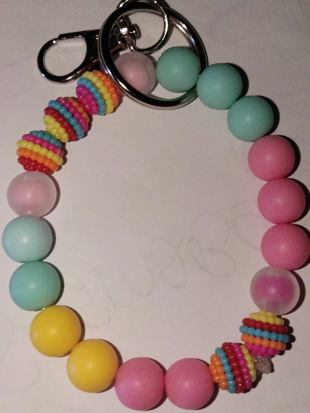 Beaded Keyring Bracelet - Pastel Multicolor